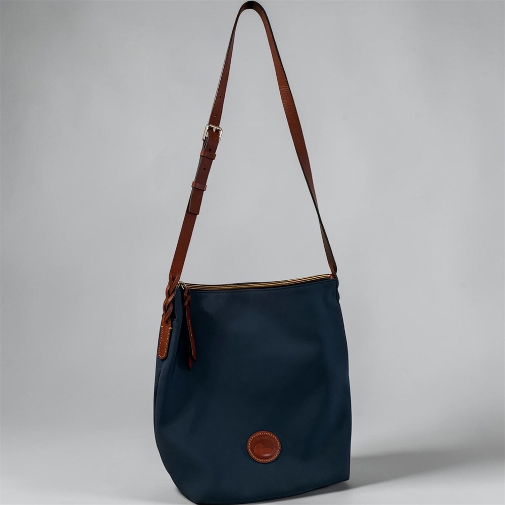 Dooney & Bourke Wayfarer Navy Blue Nylon Leather Trim Crossbody Hobo  J12991918